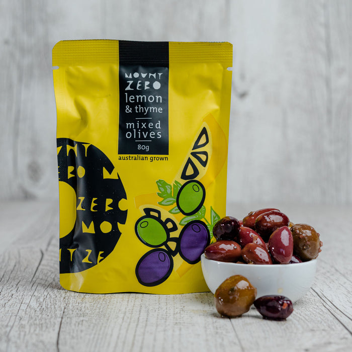 Mount Zero Marinated Mixed Olives - Lemon Thyme 80g