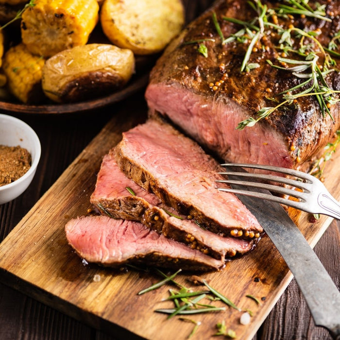 Roast Bolar Beef with Mustard and Red Wine