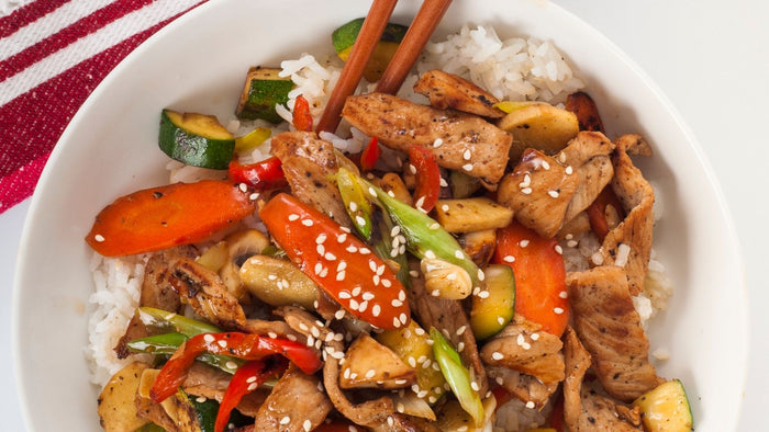 Chinese Pork Stir Fry with Ginger Rice
