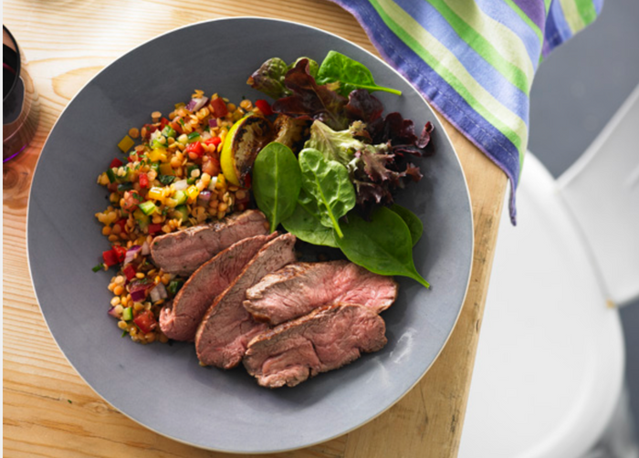 Lamb Rump Steaks with Red Lentil Salad