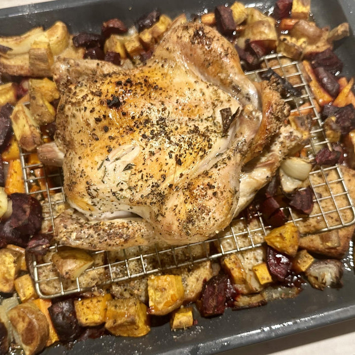 Roast Chicken with Veggies & Chicken Bread