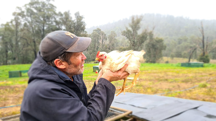 Jeff with a chicken
