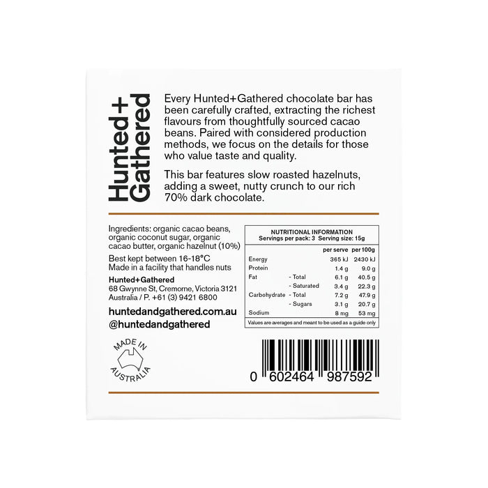 Hunted+Gathered Hazelnut Chocolate Bar 45g