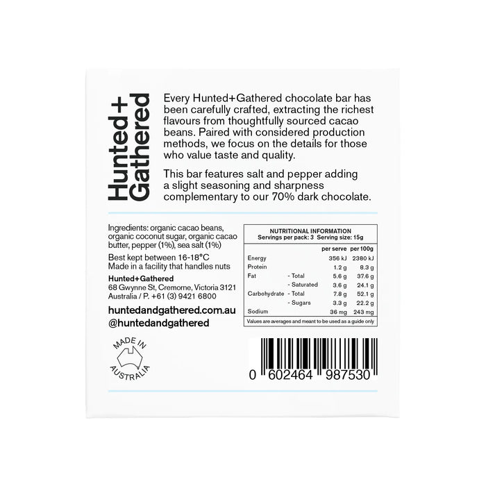 Hunted+Gathered Salt and Pepper chocolate bar 45g