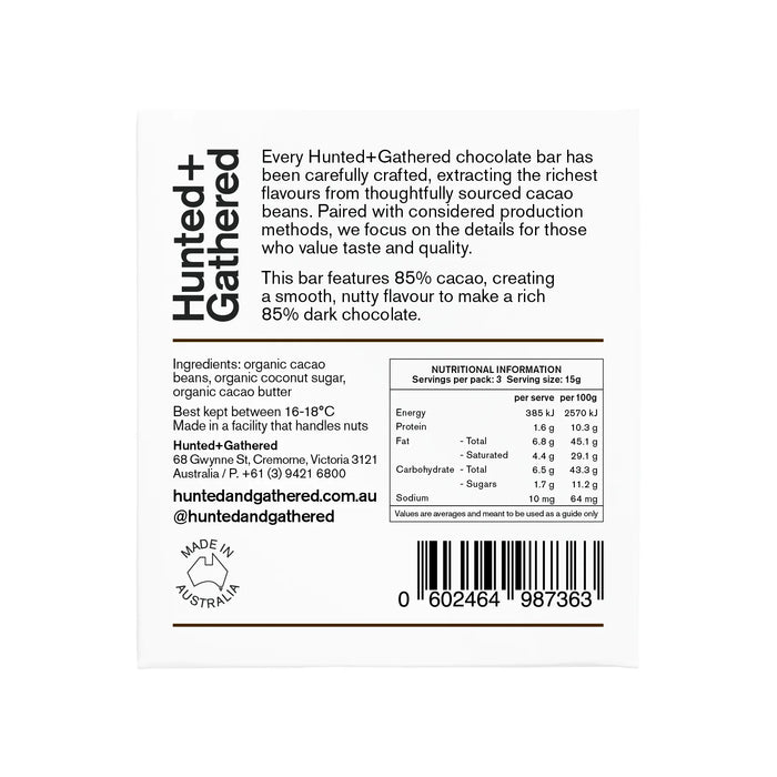 Hunted+Gathered 85% Chocolate Bar 45g