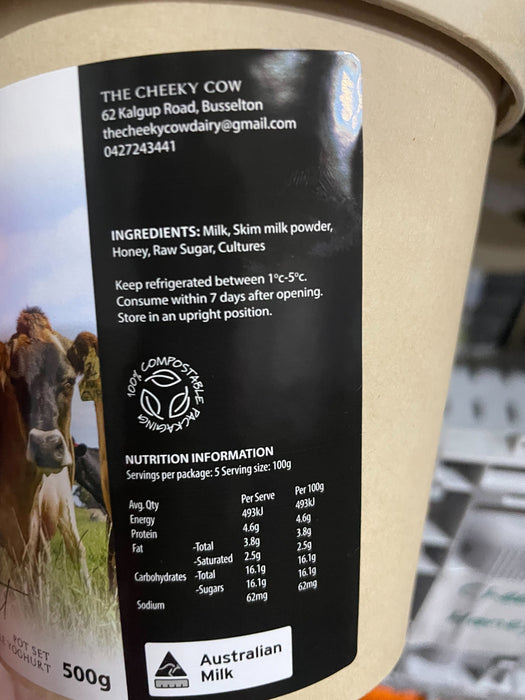 Cheeky Cow Honey Yoghurt 500ml