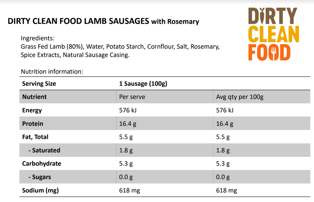 Lamb and Rosemary Sausages (600g)