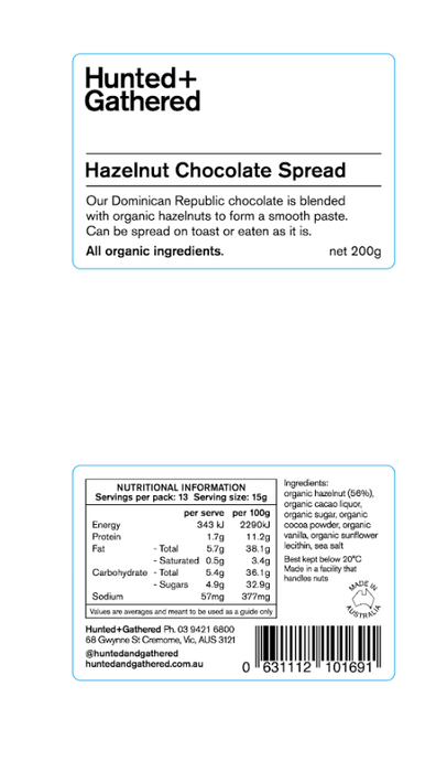 Hunted+Gathered Hazelnut Chocolate Spread  200g
